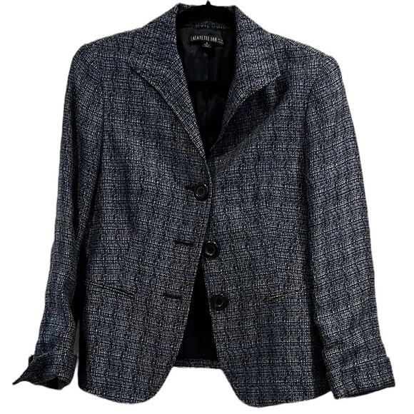 Lafayette 148 woman’s blazer jacket SIZE 8 looks like houndstooth Linen Blend - Picture 1 of 5